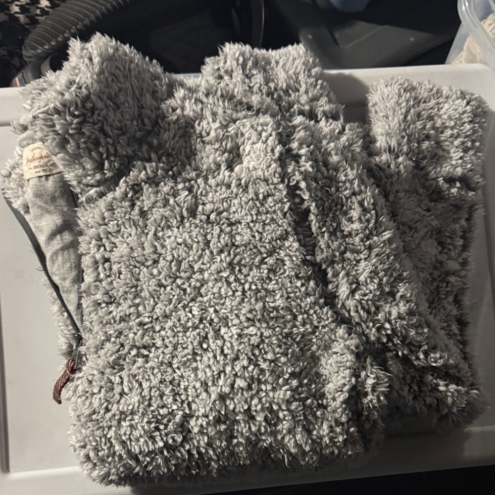 Cozy Gray Sherpa Fleece Pullover